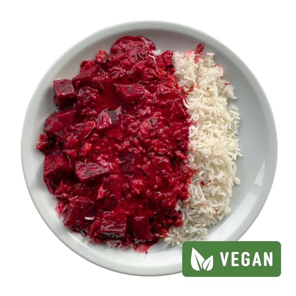 Indisches rote Bete Curry mit Basmati-Reis