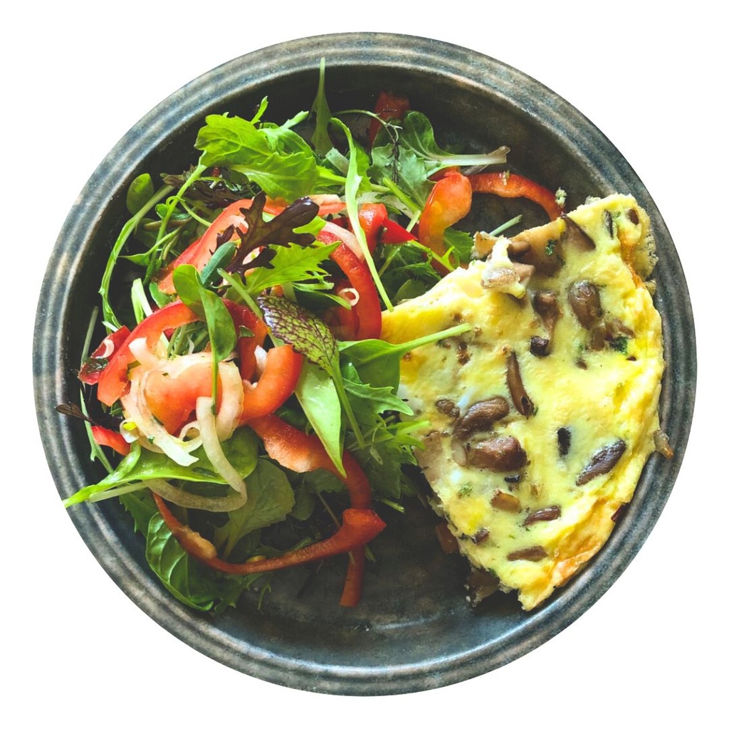 Kartoffel-Pilz-Tortilla mit Salat