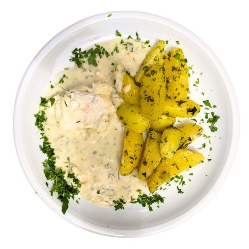 Pochiertes Ei in Dillsoße mit Petersilienkartoffeln